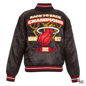 Miami Heat Black NBA Finals Champions Inspired Full-snap Jacket