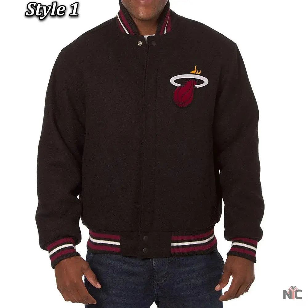 Miami Heat Inspired Black Wool Varsity Jacket