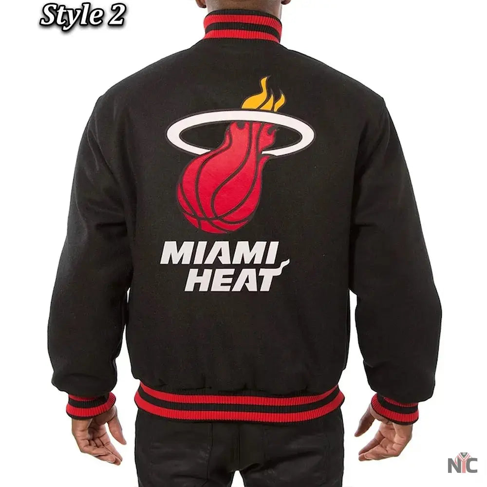 Miami Heat Inspired Black Wool Varsity Jacket