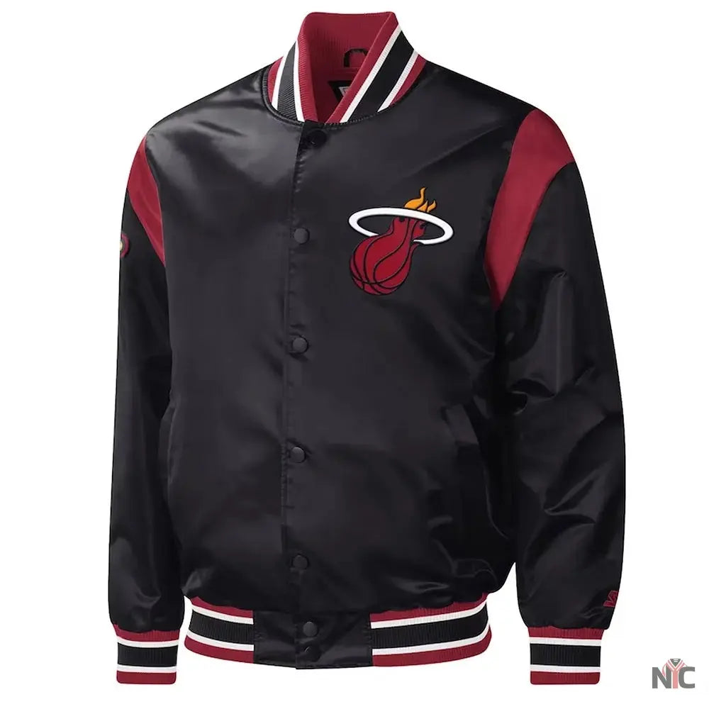 Miami Heat Inspired Force Play Varsity Satin Jacket