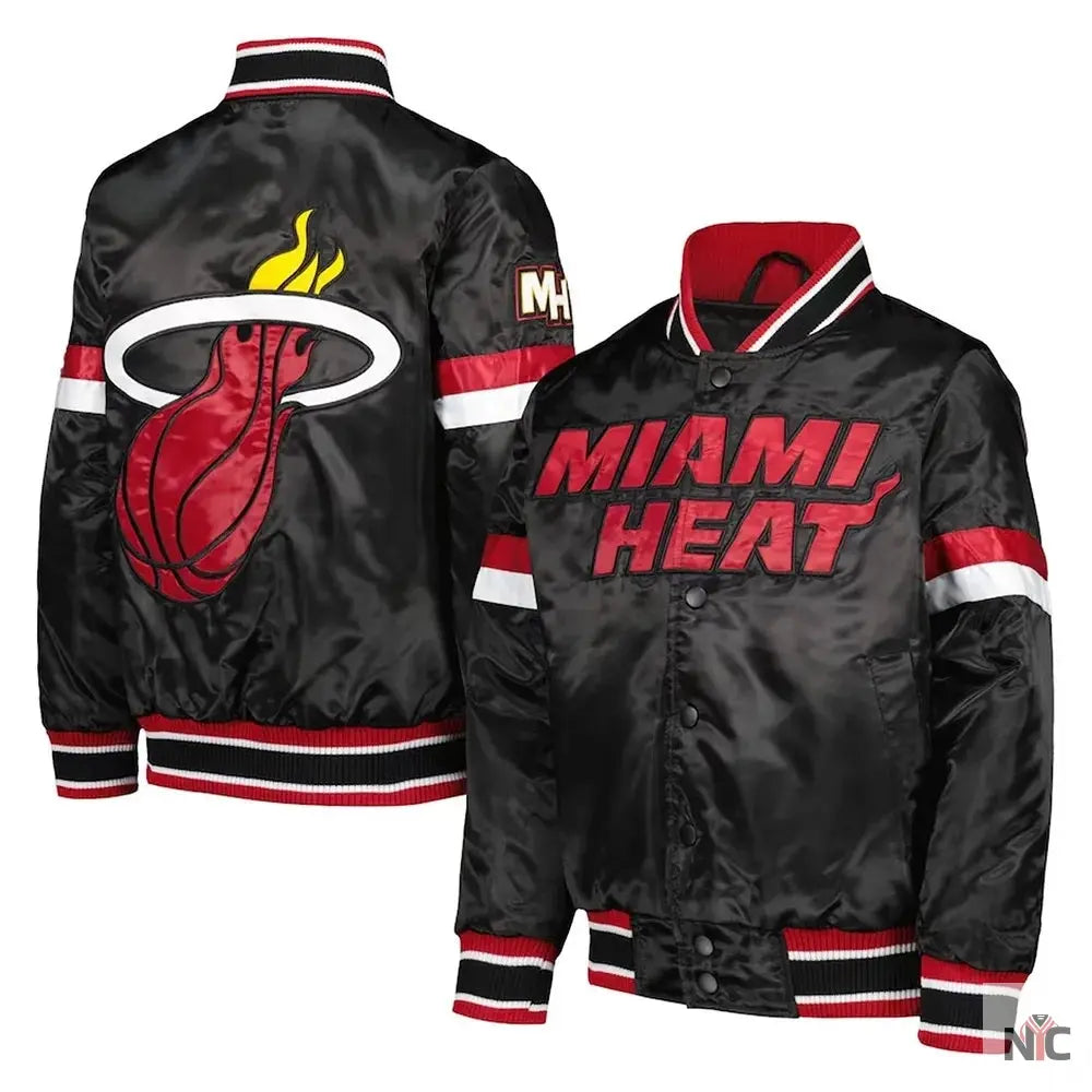 Miami Heat Inspired Home Game Black Satin Jacket
