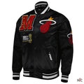 Miami Heat Inspired Mash Up Bomber Black Satin Jacket