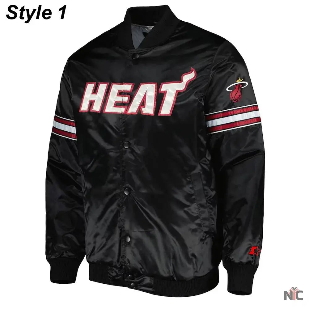 Miami Heat Inspired Pick & Roll Full-Snap Satin Jacket