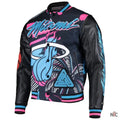 Miami Heat Inspired Pyramid Black Full-Snap Varsity Jacket