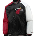 Miami Heat Inspired Reliever Full-Snap Black and Red Satin Jacket