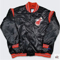 Miami Heat Inspired Teddy Black Varsity Satin Jacket