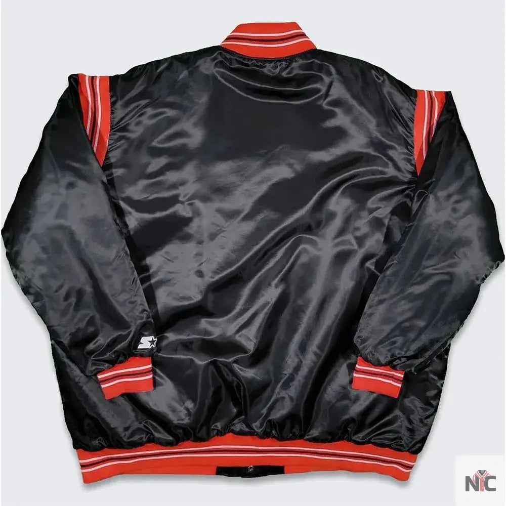 Miami Heat Inspired Teddy Black Varsity Satin Jacket