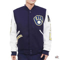 Milwaukee Brewers Inspired Blue and White Letterman Jacket