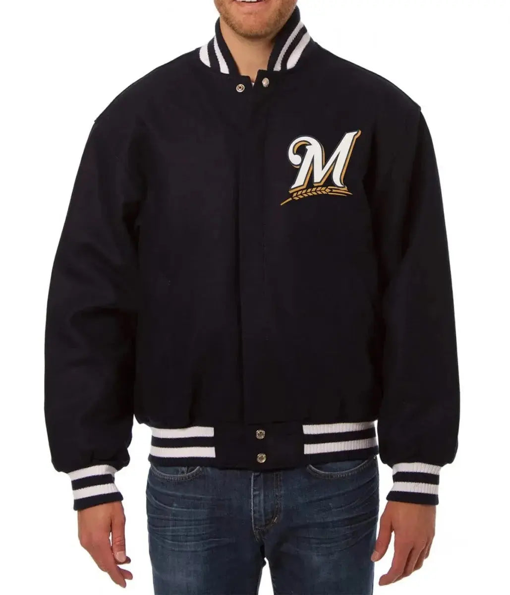 Milwaukee Brewers Inspired Handcrafted Logo Varsity Jacket