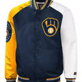 Milwaukee Brewers Inspired Reliever Satin Raglan Full-Snap Jacket