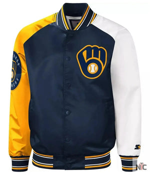 Milwaukee Brewers Inspired Reliever Satin Raglan Full-Snap Jacket