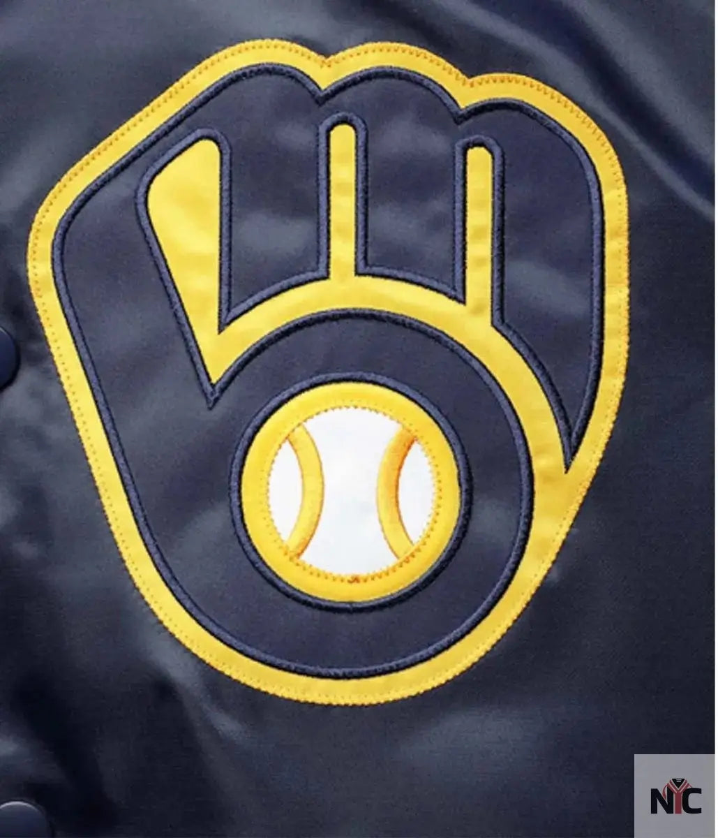 Milwaukee Brewers Inspired Reliever Satin Raglan Full-Snap Jacket