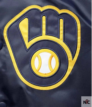 Milwaukee Brewers Inspired Reliever Satin Raglan Full-Snap Jacket