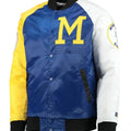 Milwaukee Brewers Inspired Tri-Color Full-Snap Satin Jacket