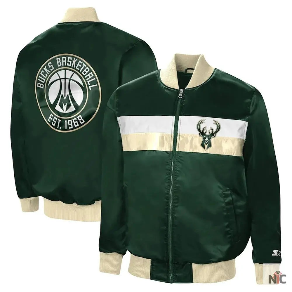 Milwaukee Bucks Inspired Ambassador Green Satin Jacket