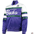 Milwaukee Bucks Inspired Hardwood Classics Script Purple Satin Jacket