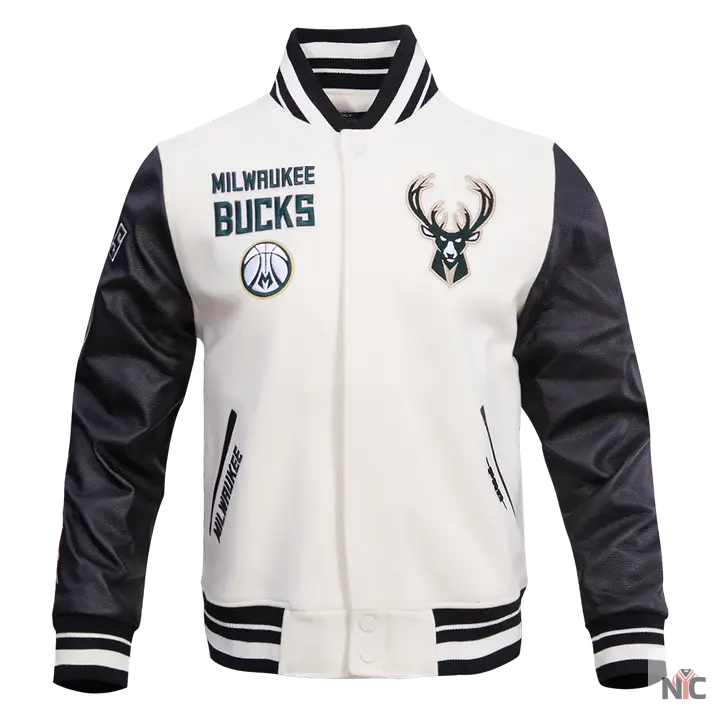 Milwaukee Bucks Inspired Retro Classic Rib Wool Varsity Jacket
