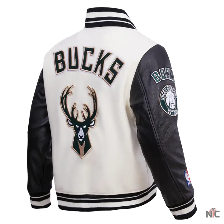 Milwaukee Bucks Inspired Retro Classic Rib Wool Varsity Jacket
