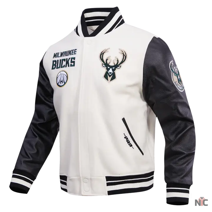 Milwaukee Bucks Inspired Retro Classic Rib Wool Varsity Jacket