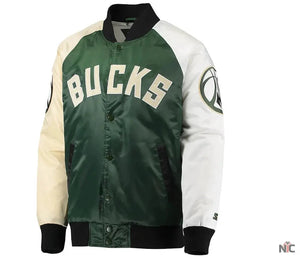 Milwaukee Bucks Inspired Tricolor Remix Satin Jacket