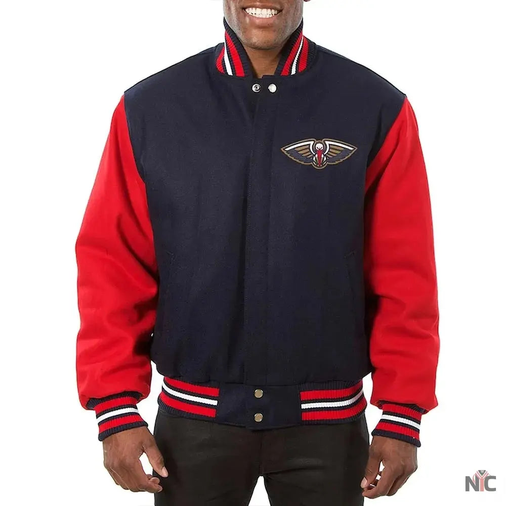 Navy and Red New Orleans Pelicans Varsity Jacket