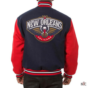 Navy and Red New Orleans Pelicans Varsity Jacket