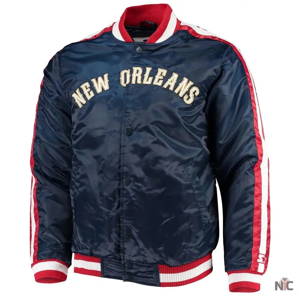 Navy The Offensive New Orleans Pelicans Satin Jacket