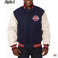 Navy White Detroit Pistons Inspired Varsity Jacket