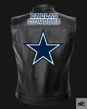 NFL Team Dallas Cowboys Inspired Black Leather Vest