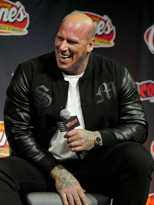 Martyn Ford Mortal Kombat 2 Black Varsity Jacket - back view