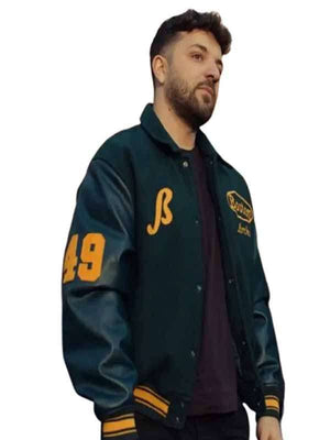 Olsi Bylyku Police Per Jete Green Varsity Jacket - back view