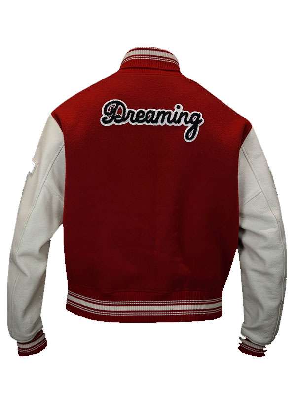 Pop Smoke Dreaming Red Varsity Jacket - back view