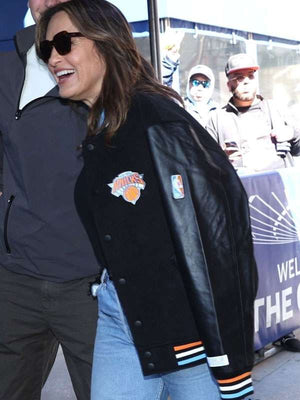 Mariska Hargitay Knicks Black Varsity Jacket