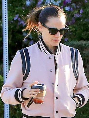 Jennifer Garner Pink Varsity Jacket - side view