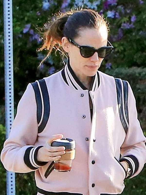 Jennifer Garner Pink Varsity Jacket - side view
