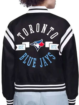 Toronto Blue Jays Satin Varsity Jacket - back view