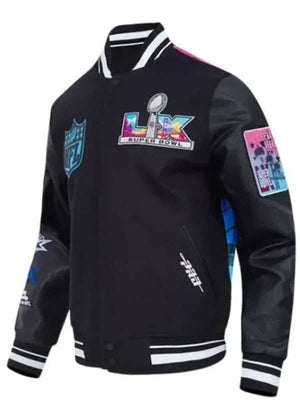 Super Bowl LX Black Varsity Jacket - back view
