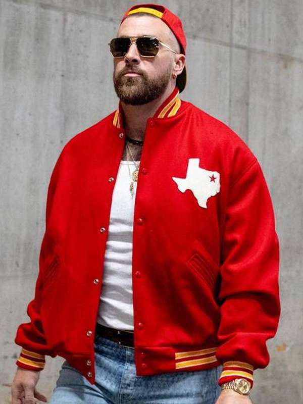 Travis Kelce Red Varsity Jacket