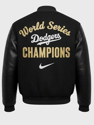Dave Roberts Dodgers World Series Championship Varsity Jacket - close-up view