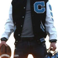 Men Champions Black and White Football Varsity Jacket