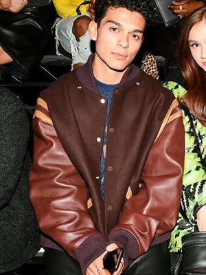 Anthony Keyvan XO Kitty Brown Varsity Jacket - back view