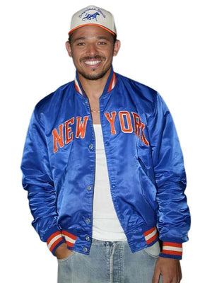 The Tonight Show Anthony Ramos Blue Varsity Jacket - back view