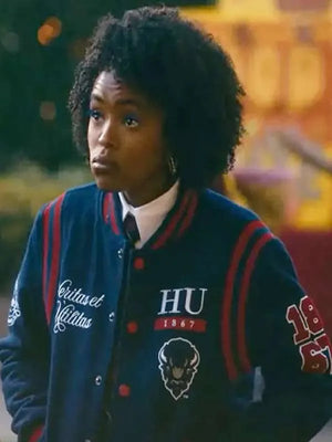 Lovie Simone Forever Blue Varsity Jacket - back view