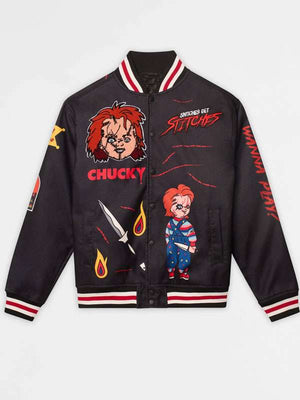 Halloween Chucky Black Varsity Jacket - back view
