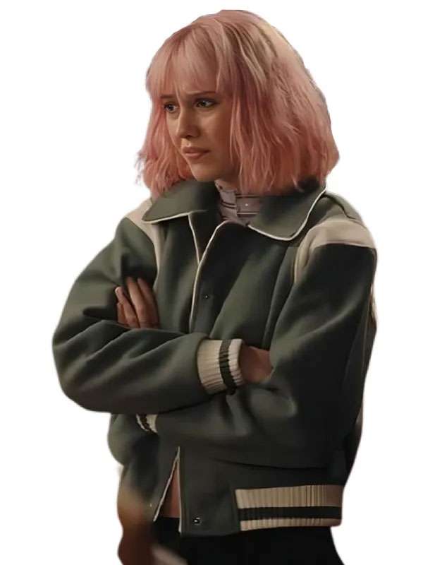 Trying Scarlett Rayner Green Varsity Jacket