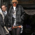 Rihanna in London Black Varsity Jacket