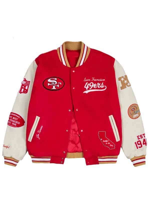 San Francisco 49ers Red Varsity Jacket - back view