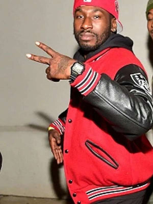 Bankroll Fresh Red and Black Varsity Jacket - side view