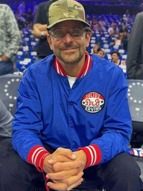 Bradley Cooper Blue Varsity Jacket - back view