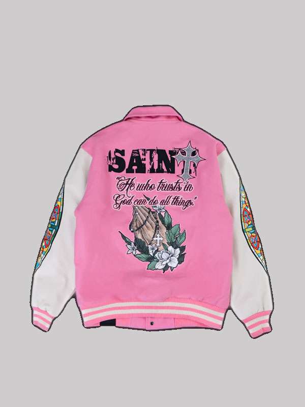 Women Pink Varsity Jacket